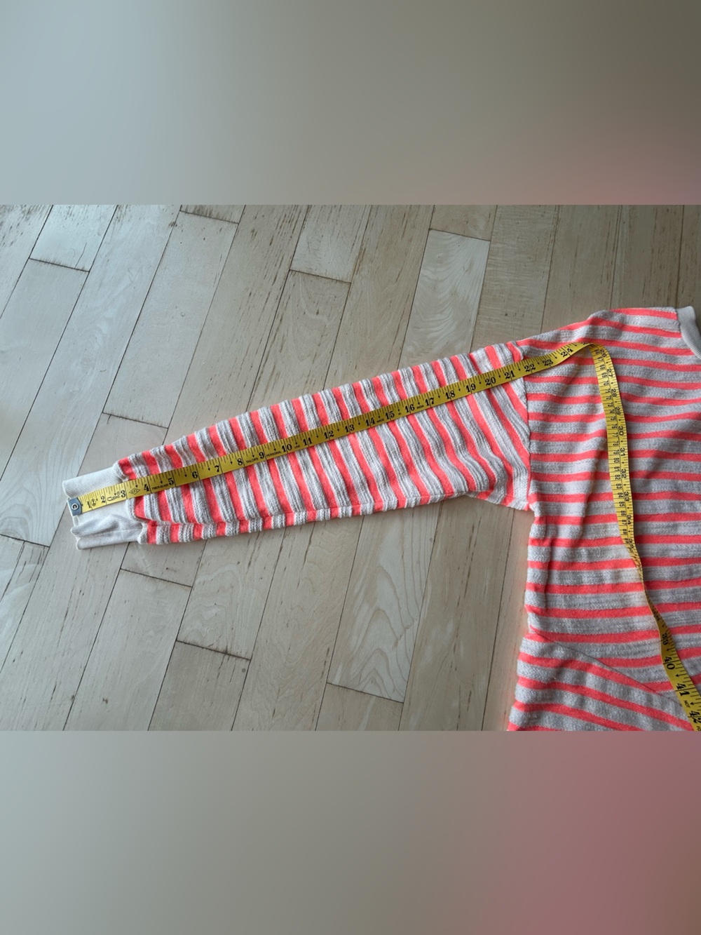 Evereve Women’s Noah Stripe Sweatshirt Neon Coral/Cream Oversized Size Medium - Picture 12 of 15